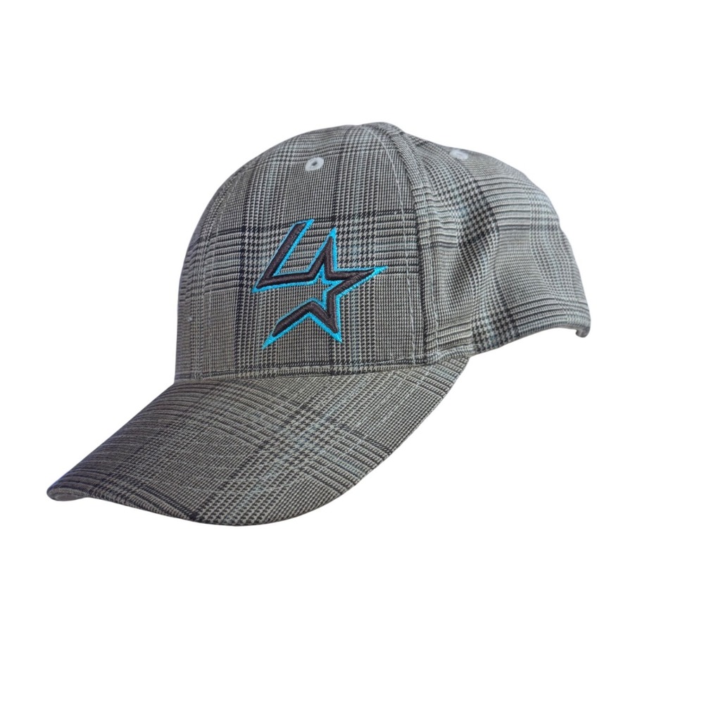 Lone Star Ropes Hat Flexfit Plaid Brown Teal L-XL Western Cowboy Cap